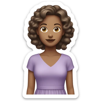Brunette light skin tone wearing a light purple dress sticker