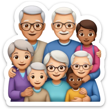 multigenerational family with grandparents, parents and children sticker
