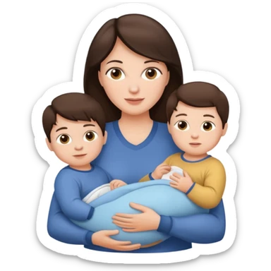 Brunette Mother holding a baby and two young sons sticker