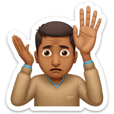 A caricature-style sticker of an Indian man facepalming with frustration but still looking humorous. Add text: ‘Seriously??’ sticker