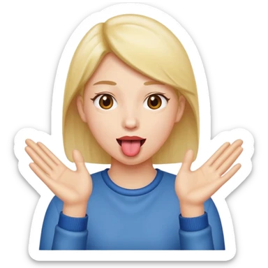 Tongue out with hands to the side  sticker