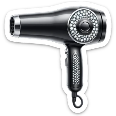 black blow dryer covered in diamonds sticker