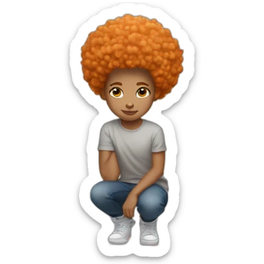 Light skin afro Orangehair squatting sticker