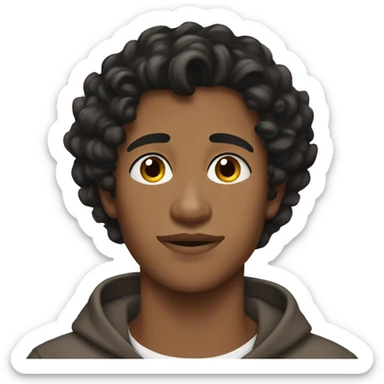 Create a brown young 19 yo man sleeping beauty black curly hair sticker