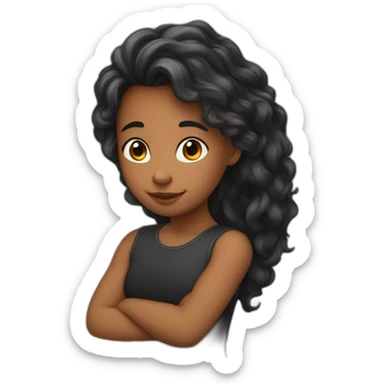 une fille avec des cheuveux noires qui fait un calin a un garçon sticker