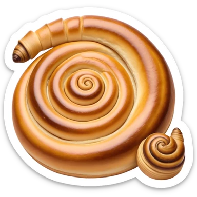 Cinematic delicate escargot pastry, spiral shape with layers of buttery dough, caramelized edges, rich golden-brown tones, elegant and inviting. sticker