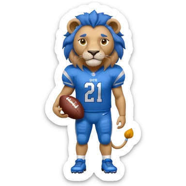 blue color lion wearing american football jersey sticker