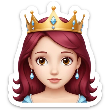 Beautiful burgundy haired girl wearing a princess crown sticker