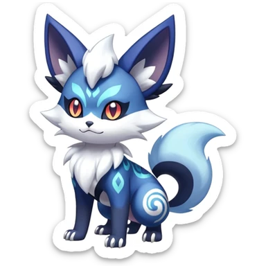 Shiny Exotic Badass Colorful Ethereal Royal Mysterious Gothic Meowstic-Zorua-Noibat-Pokémon-Fakémon-hybrid-creature (full body) with random pattern-markings sticker