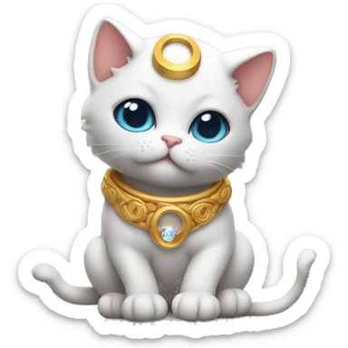 Cute Cat god with wings and a ring above its head  sticker