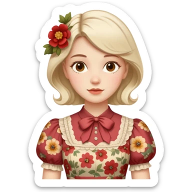 Cottagecore style realistic highly detailed with vintage material dress sticker