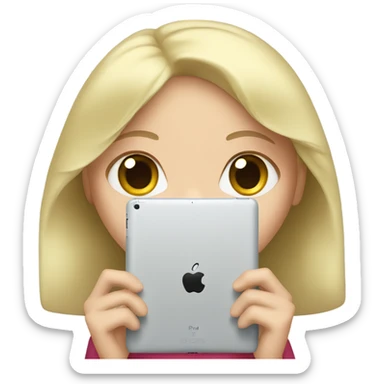 Apple ipad in girls hands (blond green eyes)  sticker