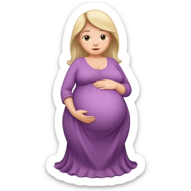 very heavily pregnant overdue woman with very large belly sticker