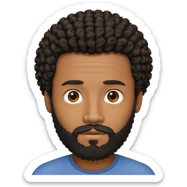This is a cartoon-style avatar of a black man with curly black hair, a beard, and a calm expression  sticker