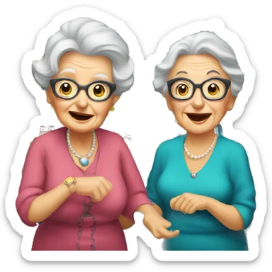 Two old ladies gambling at a slot machine  sticker