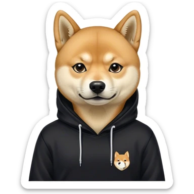 Slavic hooligan Shiba Doge in full black slavic hoodie sticker