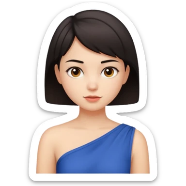 A girl with a short dark hair wearing a up shoulder top sticker