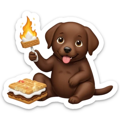 Chocolate lab eating a smore sticker