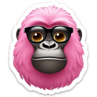 Cara de gorila rosa con lentes de sol sacando la lengua sticker