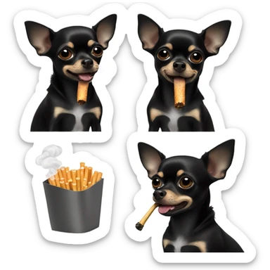 Black chihuahua smoking cigarette sticker