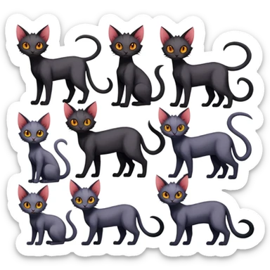 Black edgy Noivern-Noibat-Purloin-Torracat-Sphynx-Lykoi-Caracal-cat-Fakemon full-body sticker