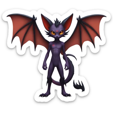  Anthro Kawaii Edgy Cool Vampiric Demonic Beautiful Noivern-Nargacuga-Litten with big Bat Ears full body sticker