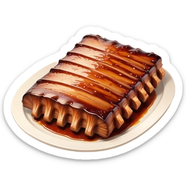 Cinematic Realistic Barbeque Ribs Dish Emoji, depicted as succulent, slow-cooked ribs with a sticky smoky glaze rendered with rich textures and dynamic, appetizing lighting. sticker