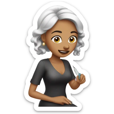 A lady turned around doing nails  sticker