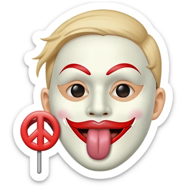 Careta com língua pra fora e o sinal de paz e amor embaixo  sticker