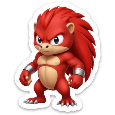 Sonic the hedgehogs friend knuckles a red animal  sticker