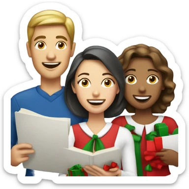 Two ladies and one man singing christmas carols sticker
