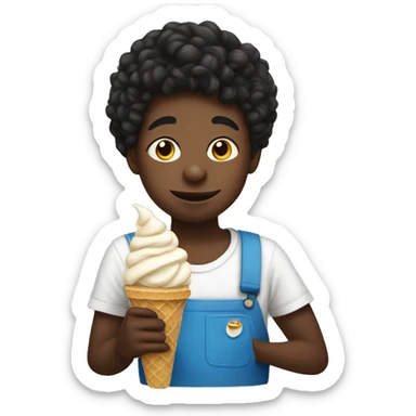black boy with twists eating ice cream sticker