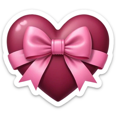 Burgundy heart with a pink bow in the middle sticker