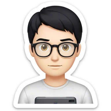 gamer, black hair girl with glasses sticker