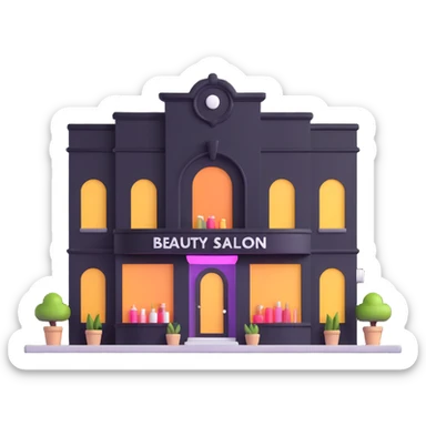 partly pink stylish beauty salon building sticker