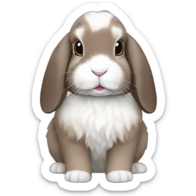 mini lop rabbit with grey and brown fur sticker