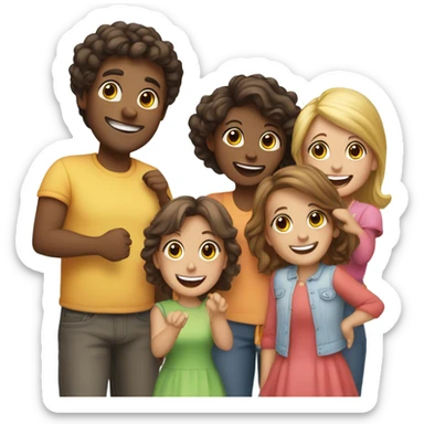 A dad, mom, and three daughters saying “who’s hungry” sticker