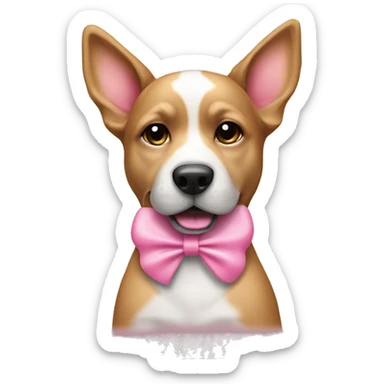 Dog with pink bow ￼ sticker