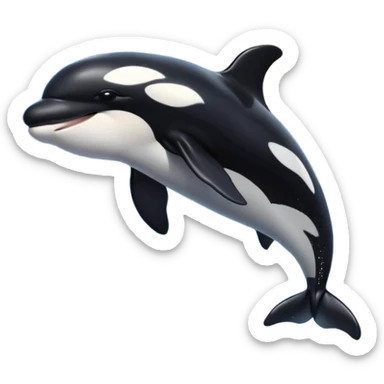I want a realistic emoji of an orca whale leaping from the water with the moon illuminating the sky and reflecting on the sea. sticker