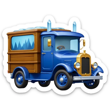 shiny crushed-dark-blue crystal body frozen Scooby Doo 1912 antique long-wheelbase cab over durable trails low rider moving truck  sticker