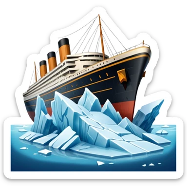 titainic crashing into an iceberg sticker