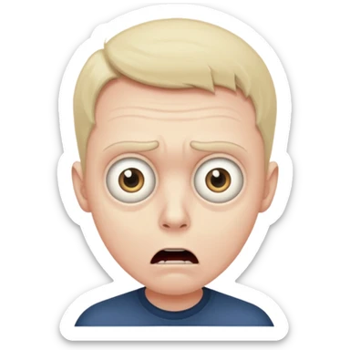 A realistic portrait of a man in horror, waist-length sticker