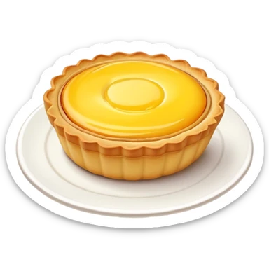 Hong Kong egg tart with yellow custard filling, simplified emoji style with bold outlines and bright colors, cartoon style Dan Ta pastry sticker