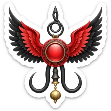 Holy Emblem with black wings and horn and red tetragrammaton in the middle sticker