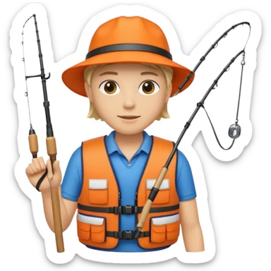 Person inside of a boat fishing sticker