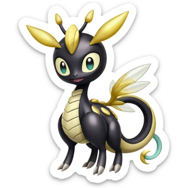 Shiny glossy melanistic oily pastel white bright Meloetta-Giratina-Noibat-Pokémon-Fakémon-fusion-hybrid-creature sticker