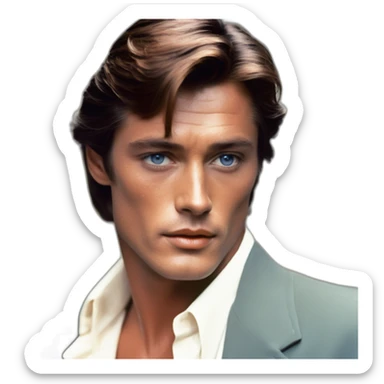 Alain delon young blue eyes neat gelled flat red hair space cowboy sticker