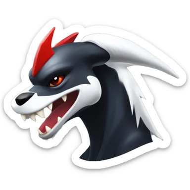 Black Cool Edgy Nargacuga-Houndoom-Garchomp-Absol Fakémon  with White and Red Edgy markings sticker