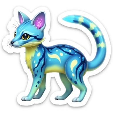 Exotic futuristic nebulae black blue dark galagctical bioluminescent translucent transparent lush warm-colored neon-glowing iridescent Fakémon-Fionbri-Vernid-Genet-creature sticker