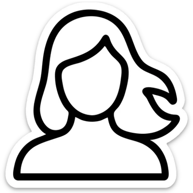 silhouette of a female, stylized with flowing hair, outline only sticker